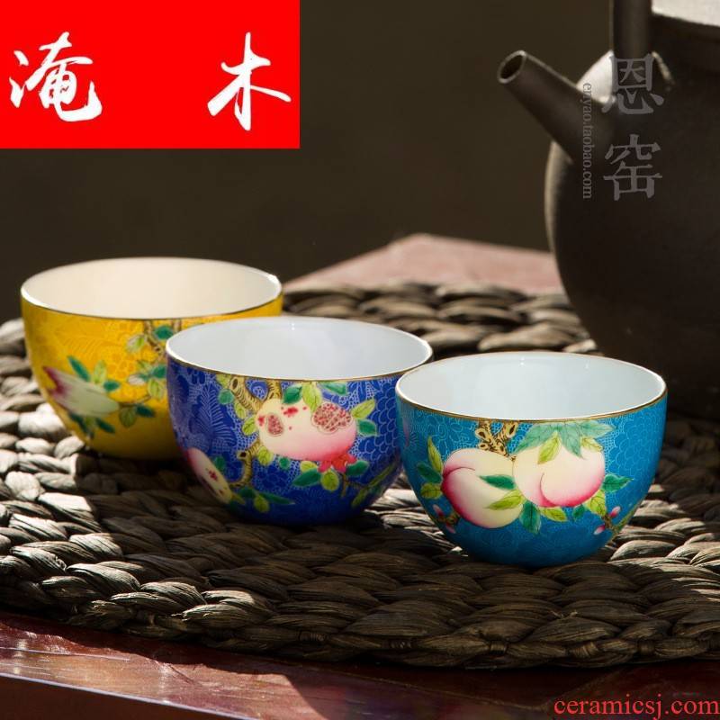 Submerged wood powder enamel children live long and prosper jingdezhen manual pick flowers tea cups fine porcelain sample tea cup