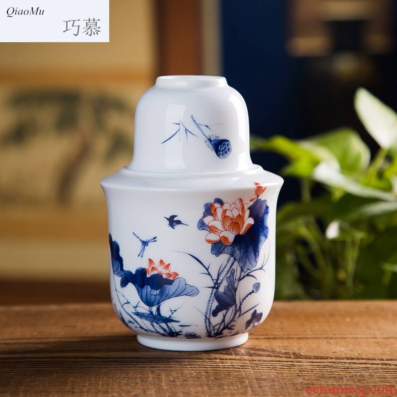 Qiao mu jingdezhen high white clay four two set temperature jar of wine wine warm hot and clear a jar of wine wine