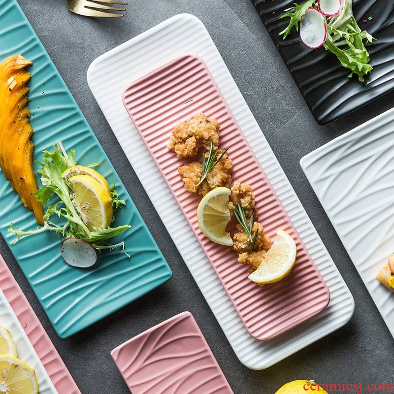 Snack plate Japanese sushi bar plate western food form long plate plate ceramic ideas long rectangular plate of northern Europe