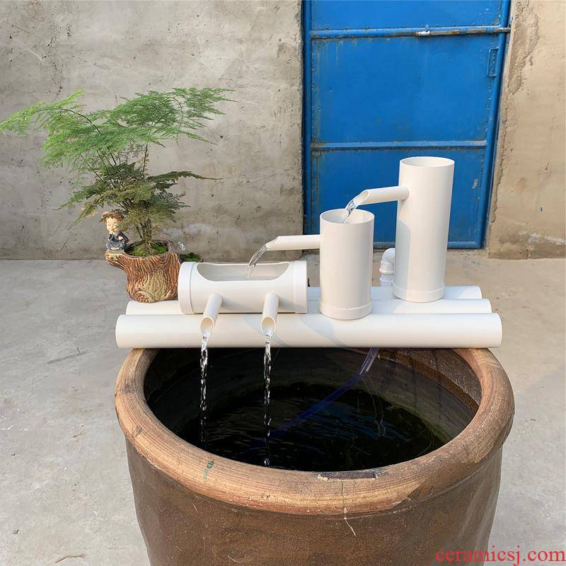 Ceramic fish tank water circulation turtle cylinder filtration system filter triad equipment placed on small circular cylinder