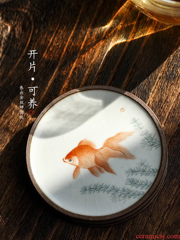 Jingdezhen cover rear cover bracket pure manual your up coasters hand - made goldfish ceramic pot pad kung fu tea accessories