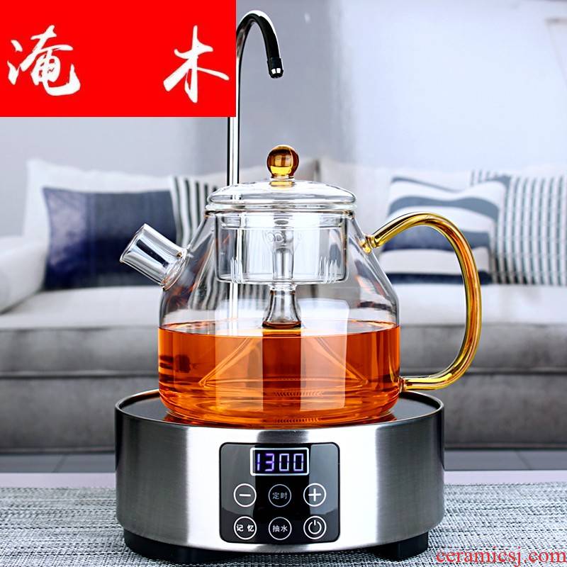 Flooded wooden steaming full glass teapot with automatic pumping on hydropower TaoLu heat - resistant glass teapot steam boiling tea