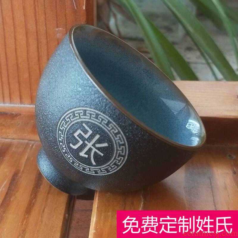 The New sample tea cup hot personal prevention kung fu master cup single cup suit small ceramic tea bowl lettering surname