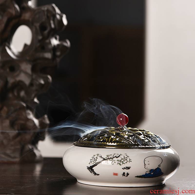 Hui shi mosquito incense buner domestic large fire aromatherapy furnace creative indoor Japanese ceramic ta with the cover plate of the pendulum