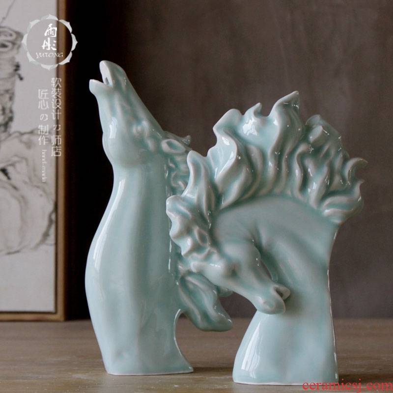 Ceramic horsehead shadow celadon manual shadow celadon home furnishing articles furnishing articles of jingdezhen ceramics decoration