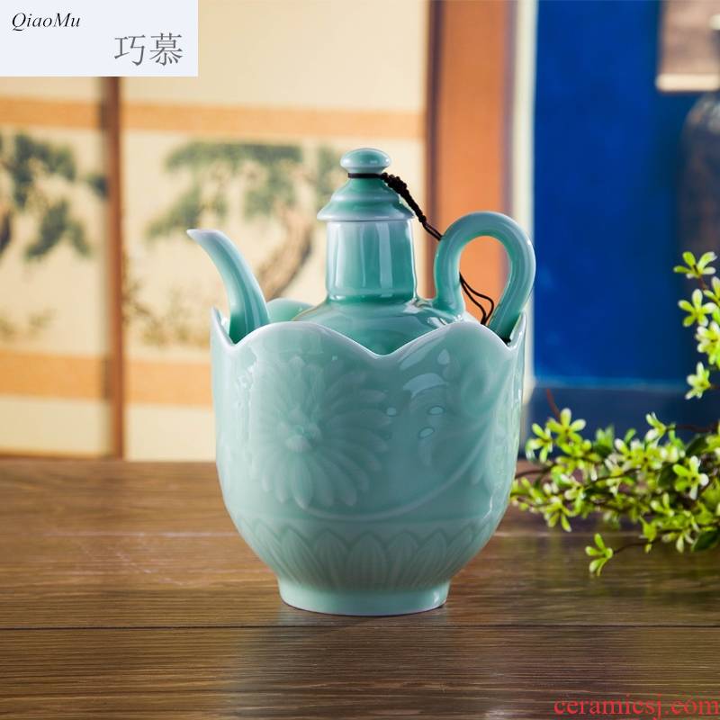 Qiao MuQing glaze wine set temperature wine pot hot wine warm white and yellow glass jar of jingdezhen ceramics