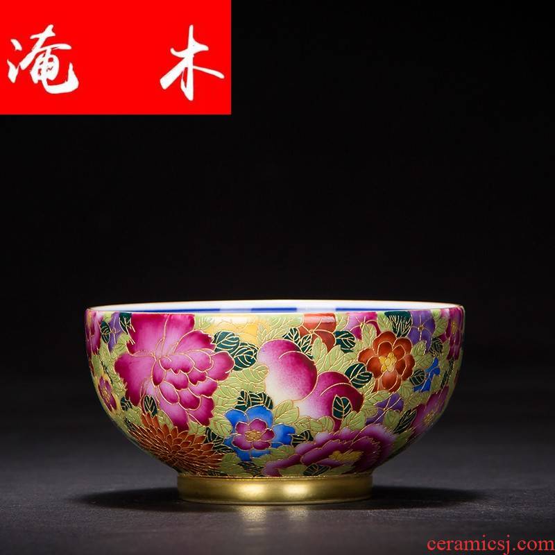 Submerged wood master of jingdezhen ceramic cup cup single CPU wire inlay enamel see colour flower cups kung fu tea tea cup