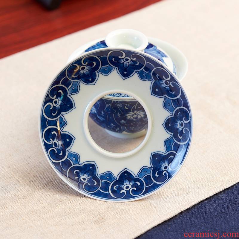 Qiao mu ceramic tea set household jingdezhen hand - made kung fu tea set 5 times under the glaze color Chinese porcelain