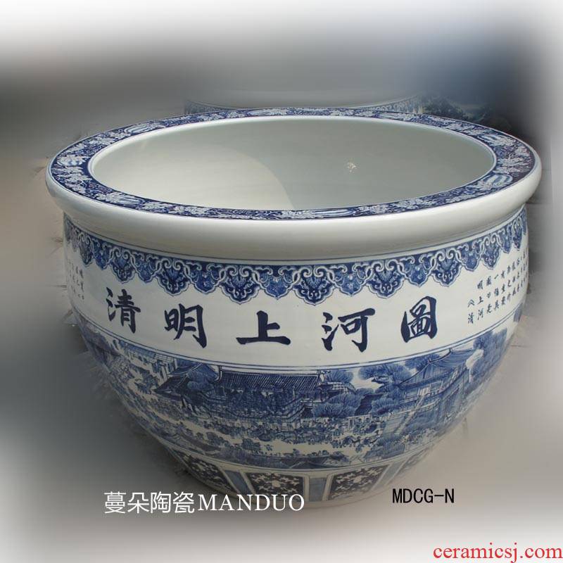 Jingdezhen hand - made eighty - seven as han xizai evening banquet qingming scroll king porcelain crock