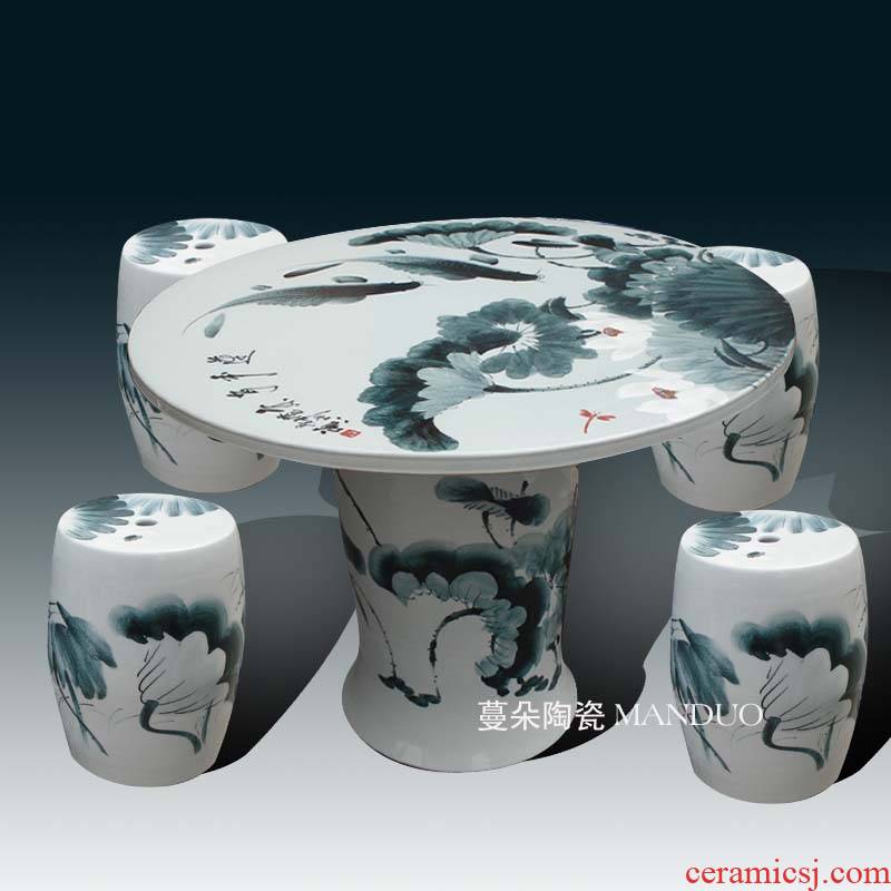 Jingdezhen hand - made lotus large balcony garden porcelain porcelain table large table rust waterproof sunscreen