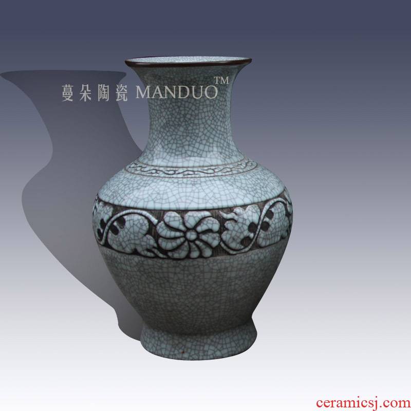 Jingdezhen culture classic adornment mesa crack glaze vase vase high - grade annatto furniture decoration