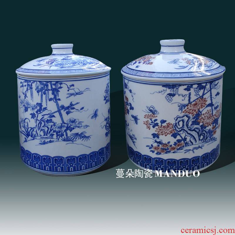 Jingdezhen porcelain straight cover environmental ceramic porcelain pot 30 cm high ceramic porcelain storage tank