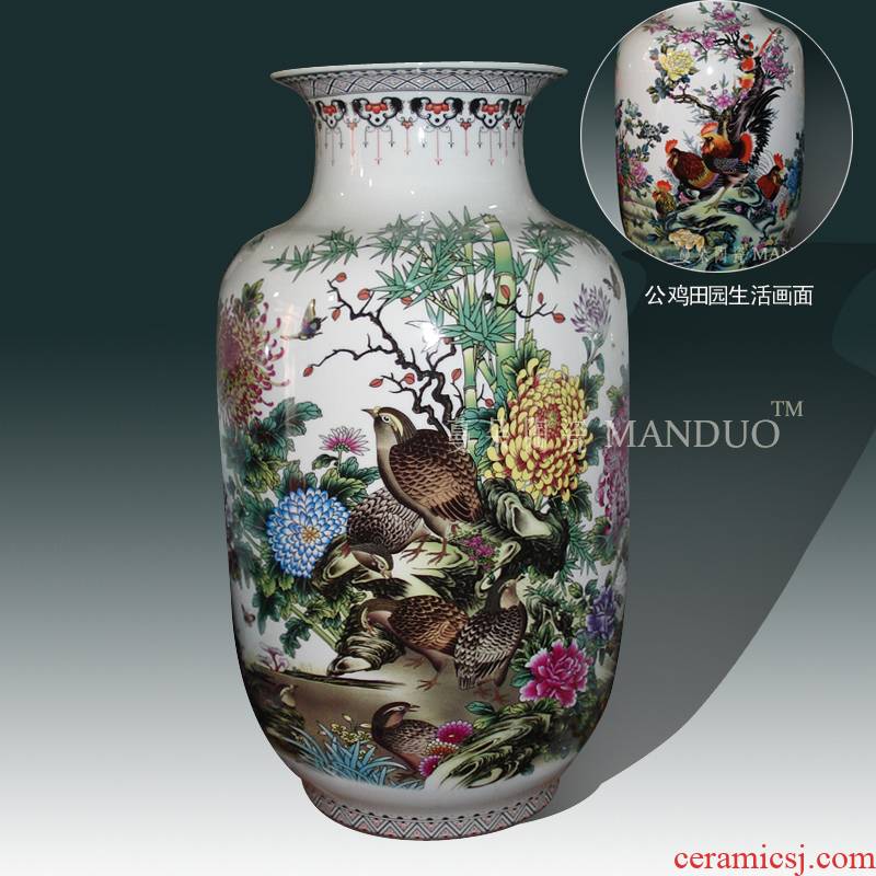 Jingdezhen golden pheasant by picture frame decorative porcelain vase life rooster mesa porcelain vase