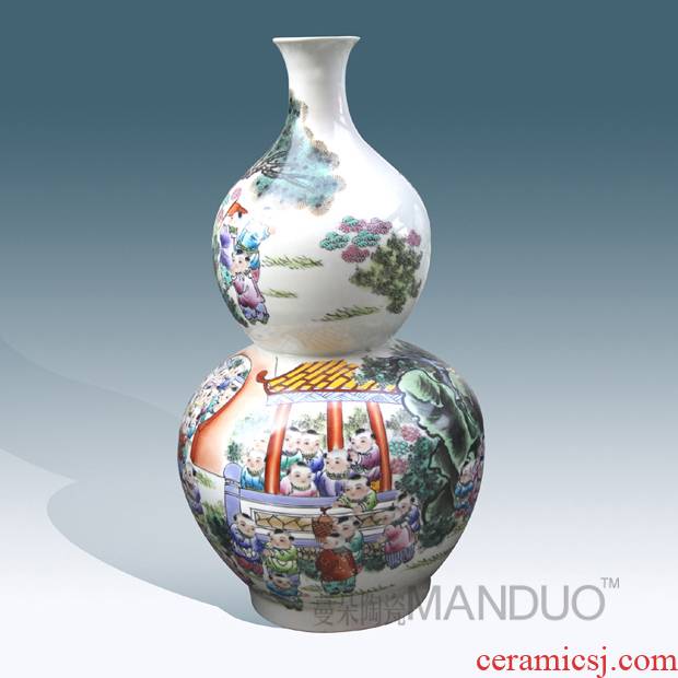 Jingdezhen hand - made enamel vase sitting room adornment that occupy the home furnishing articles high - grade figure vase vase hoist the ancient philosophers