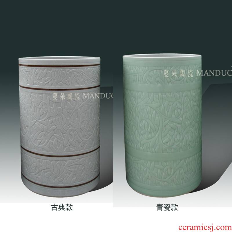 Fashion beautiful porcelain umbrella barrel quiver porcelain vase elegant classical crack straight contracted porcelain vase