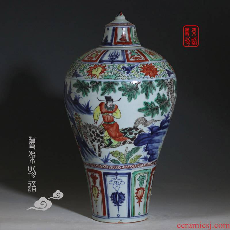 Jingdezhen hand - made color Xiao Heyue chase Han Xinmei bottles of ancient color copy under the yuan dynasty colorful porcelain bottle