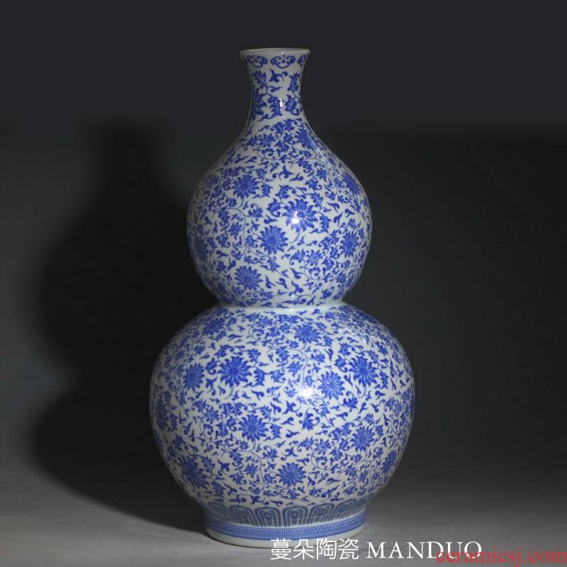 38-66 high gourd gourd shape ceramic blue and white porcelain vase full blue and white porcelain bottle gourd