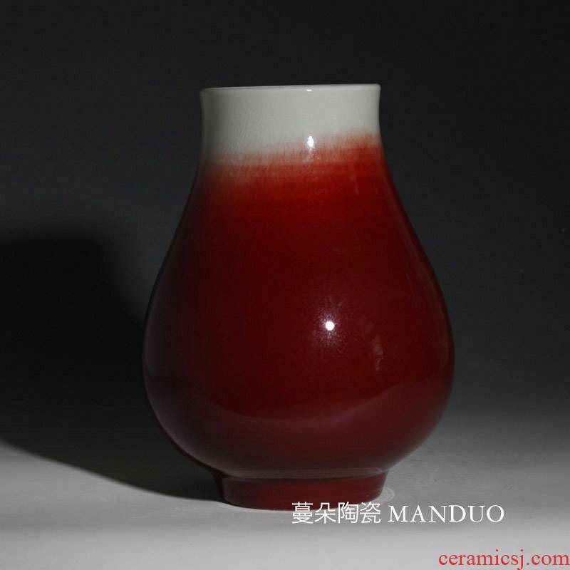 Jingdezhen LangHongFu tube porcelain vases big flower arranging red porcelain vase