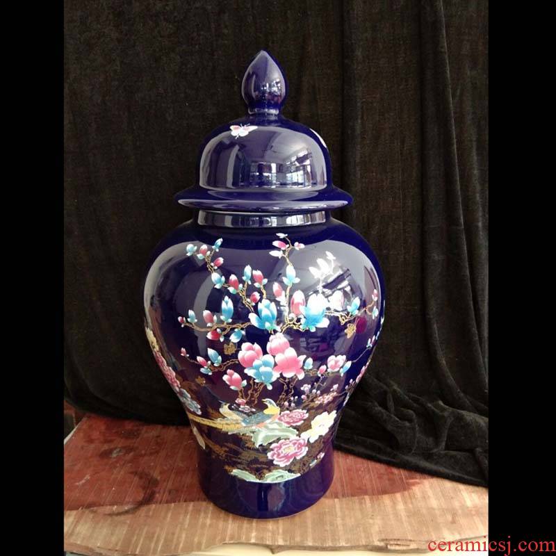 Blue flower porcelain jingdezhen 50 to 60 cm high big vase ji Blue porcelain vase