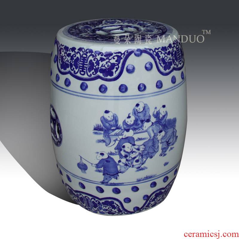 Blue and white dragon art porcelain who classical classical fashion cultural ceramic who tong qu ceramic stools