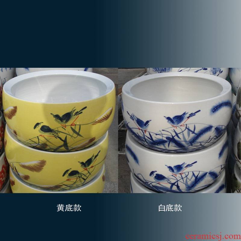 Jingdezhen hand - made reed bird writing brush washer display trash porcelain porcelain basin fashion porcelain porcelain crock