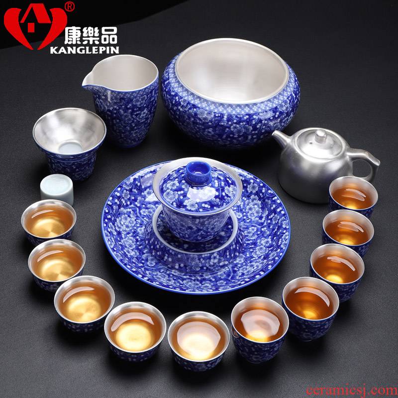 Recreational products fair 999 sterling silver tea set tureen glass ceramic cups Japanese household tea sets gift box