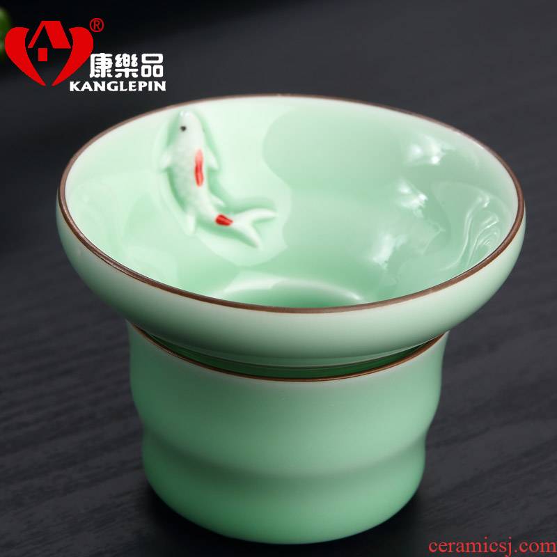 Recreational product kung fu tea accessories fish celadon teapot teacup ceramic) make tea tea strainer filtering device