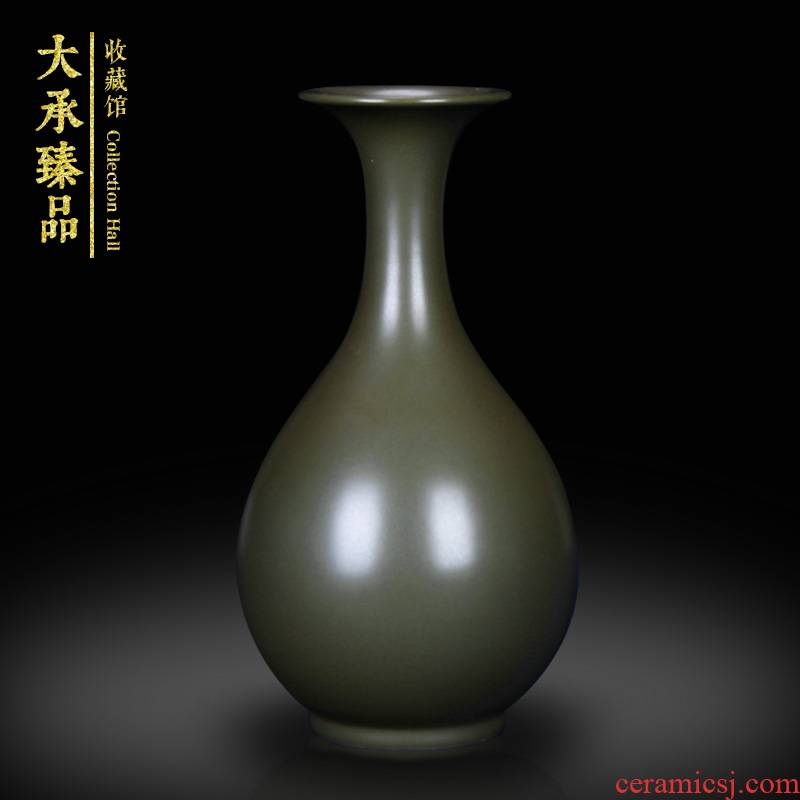Antique Chinese style classical jingdezhen ceramics glaze vase at the end of the lotus leaf trumpet rich ancient frame mesa household decoration