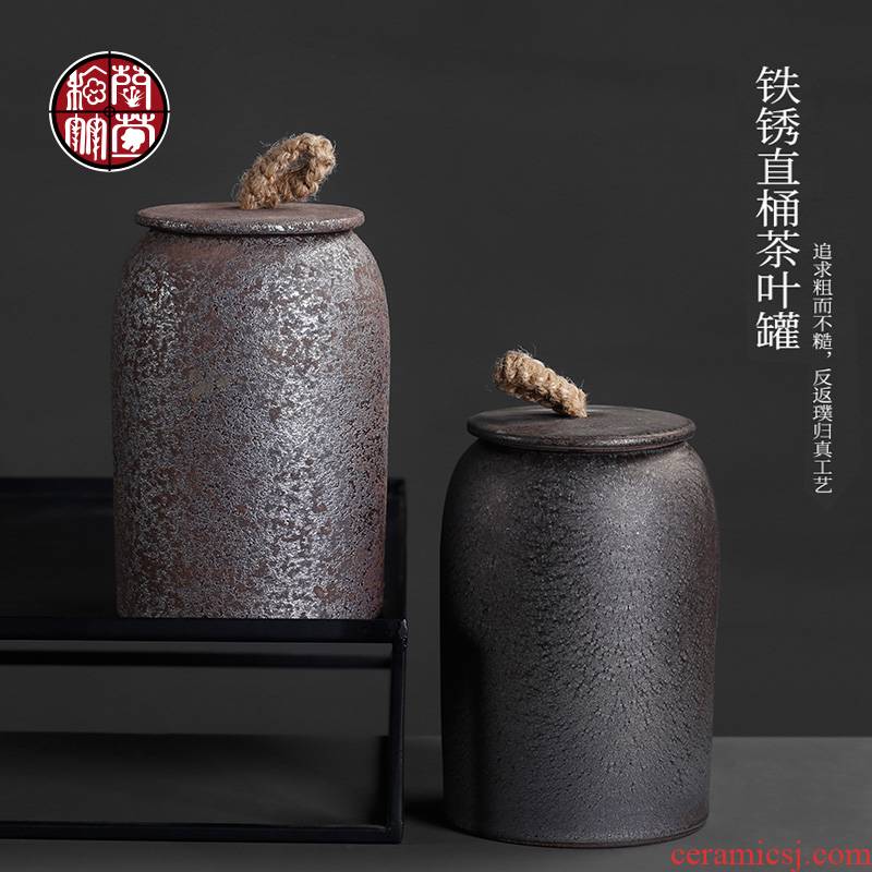 Coarse pottery caddy fixings Japanese household seal pot restoring ancient ways kung fu tea tea spare parts the receive ceramic storage tank