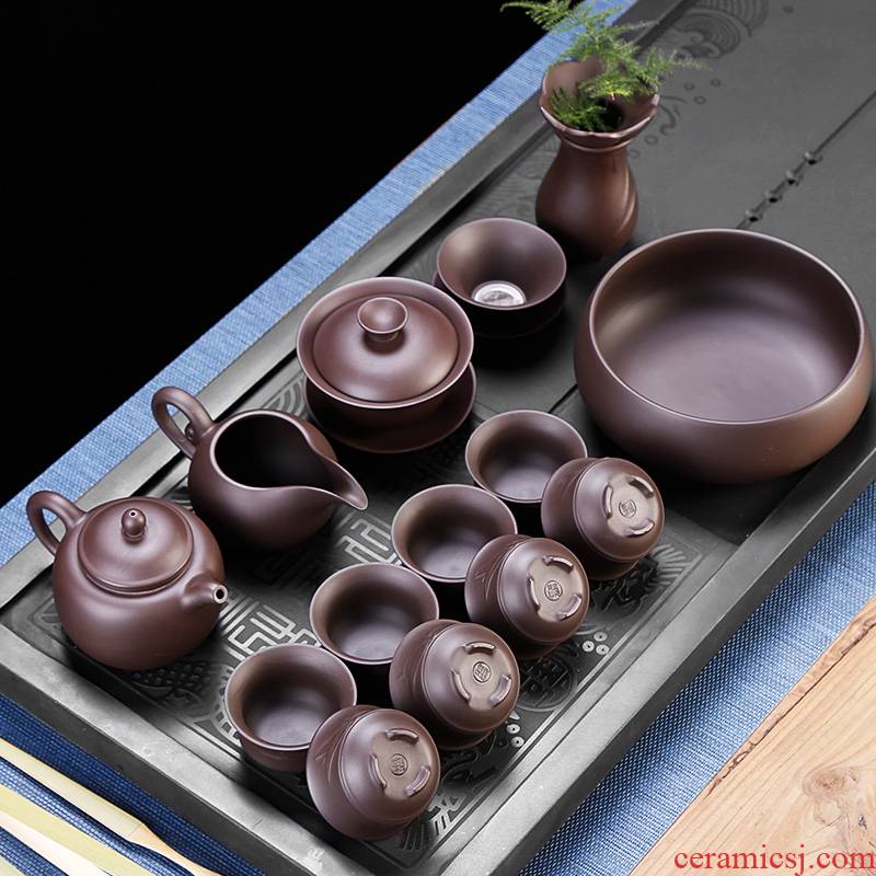 It kung fu tea set suit small household contracted Chinese style restoring ancient ways of a complete set of 6 pack tea ceramic tea cup