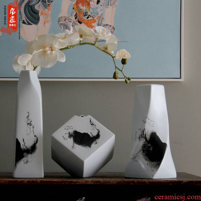 Ceramics creative irregular freehand brushwork in traditional Chinese ink painting ceramic flower show home decoration porcelain furnishing articles