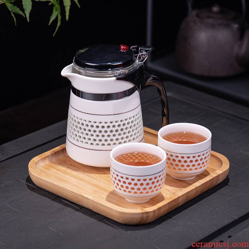 Office ceramic tea cup tank filter household teapot and kettle hollow out elegant cups kung fu tea set