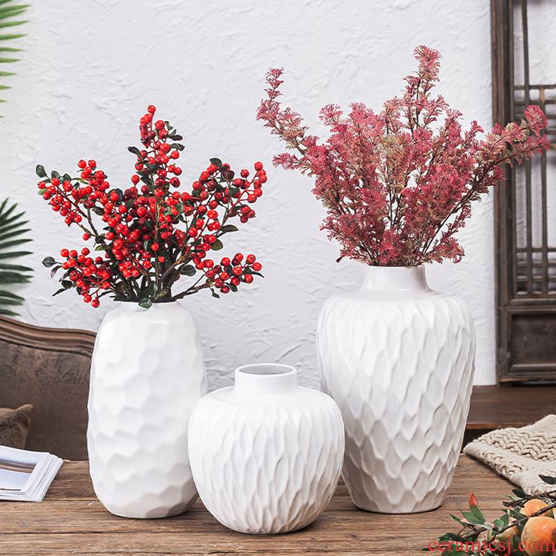 Ceramic vases, small white is pure and fresh and dried flowers all over the sky star, modern hydroponic flower arrangement sitting room European furnishing articles home decoration
