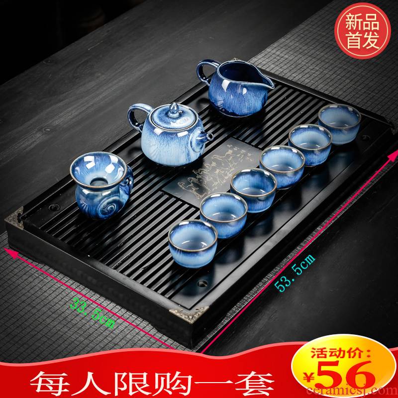 Hui shi ceramic kung fu tea sets with tea tray was small household contracted lazy automated storage variable purple sand tea