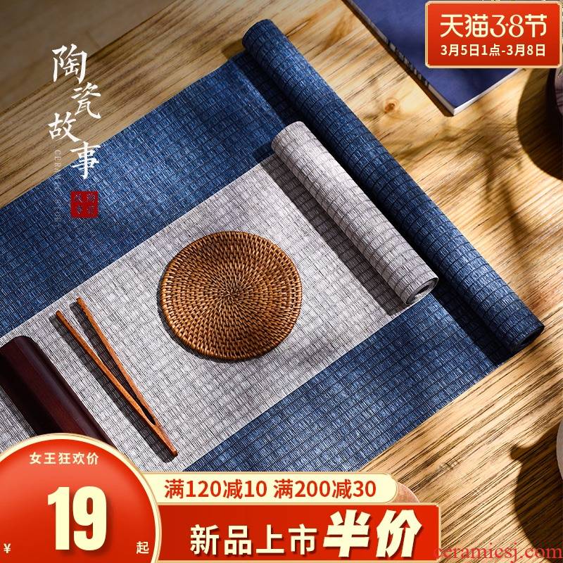The Story of pottery and porcelain tea mat bamboo tea towel cloth waterproof as high - end tea tray with Japanese zen Chinese tea taking