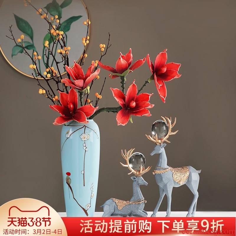 The New Chinese vase of jingdezhen ceramic flower arranging dried flowers, wine accessories furnishing articles, the sitting room porch floral decoration