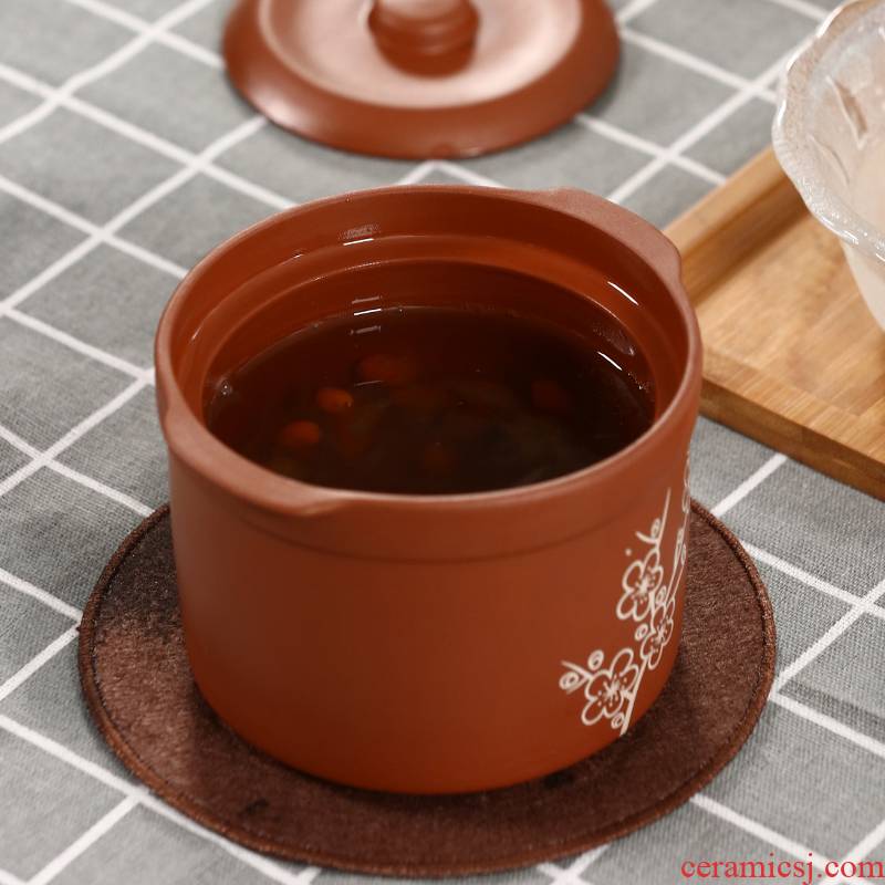 Violet arenaceous stew with cover ceramic dual cover water stew soup bowl potted household health ginseng bird 's nest soup stew pot