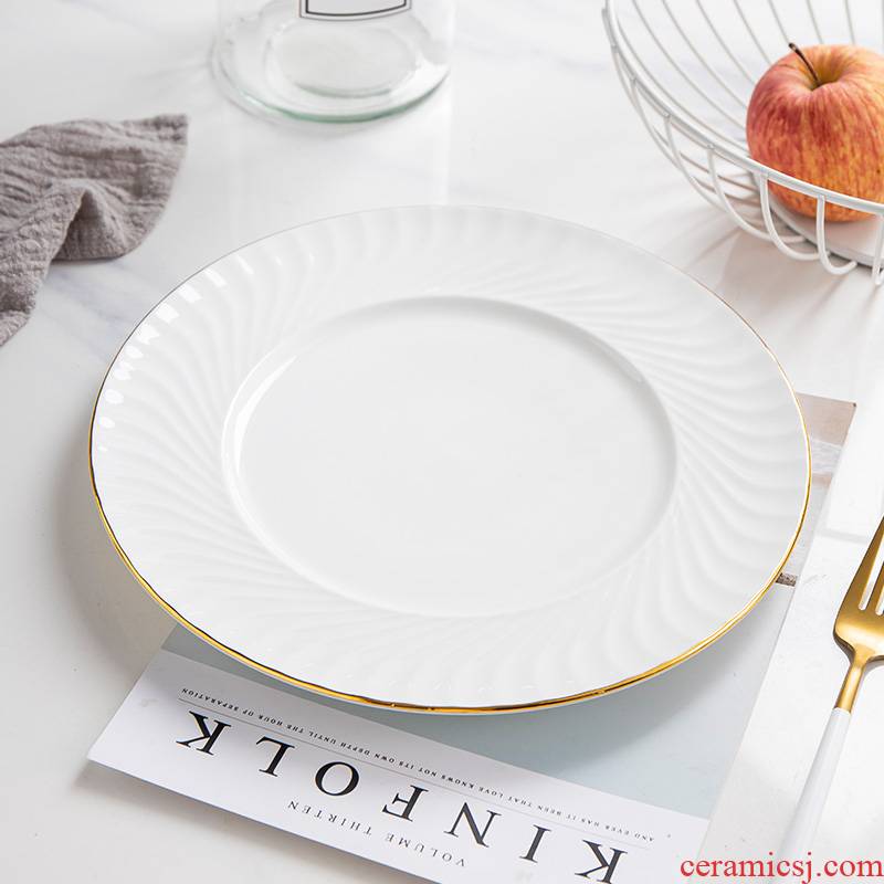 Jingdezhen ceramic European - style originality up phnom penh tableware suit pure white steak flat ipads porcelain dinner plate round plate