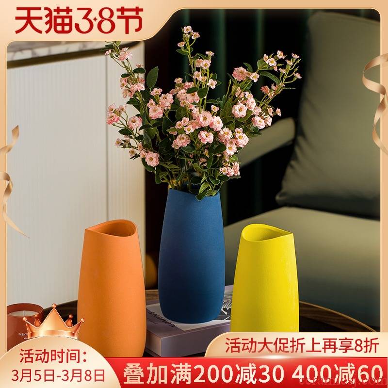 I and contracted Nordic creative living room TV cabinet ceramic vase flower arranging furnishing articles table light much dry flower decoration