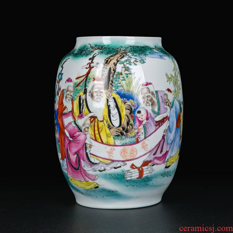 Sitting room vase light key-2 luxury furnishing articles porch decorate ceramic bottle handicraft hand large round vase household porcelain