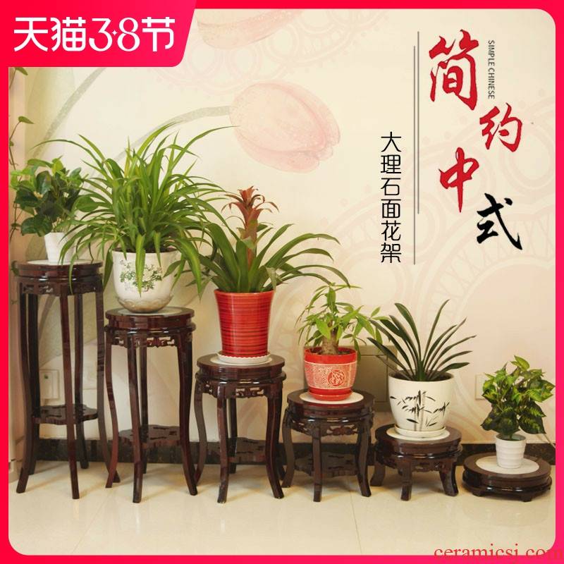 Solid wood, marble miniascape of multilayer frame antique flower wearing Chinese style ready chlorophytum balcony orchid tank base