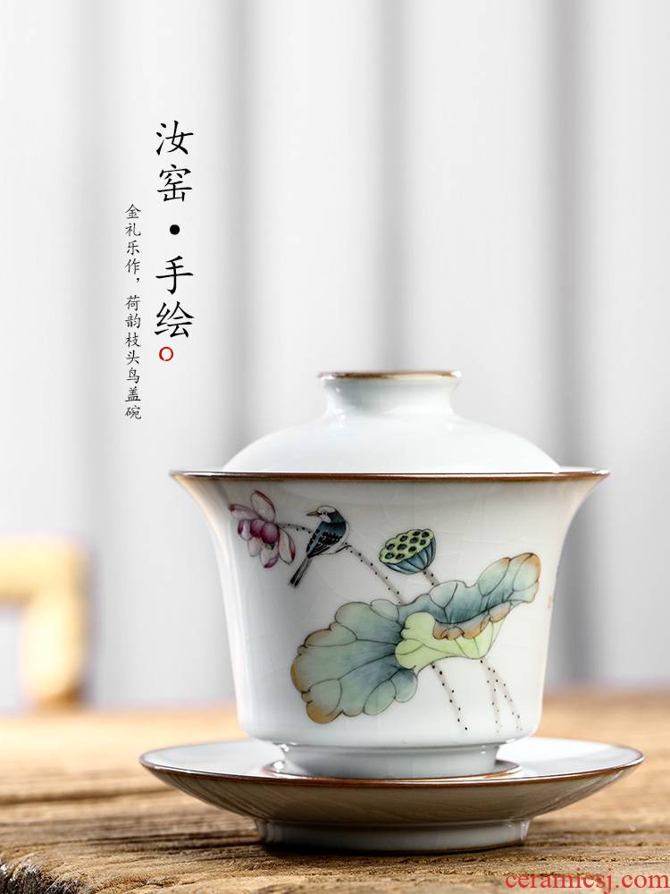 Jingdezhen hand - made only three tureen tea cups is not large your up with pure manual painting of flowers and tea set a single tea bowl