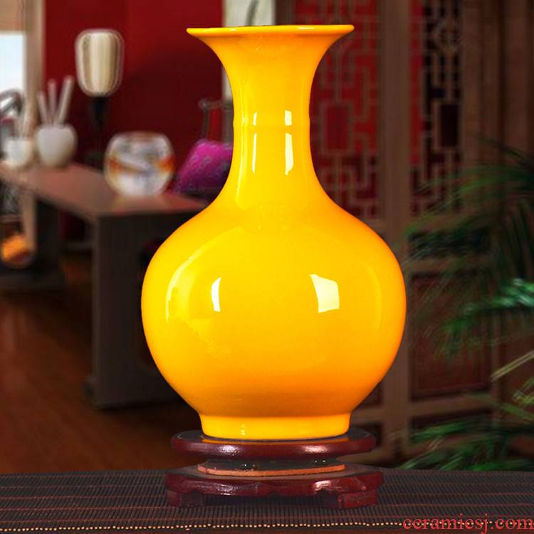 Jingdezhen ceramics from yellow large vase full yellow glaze home sitting room office furnishing articles wedding gifts process