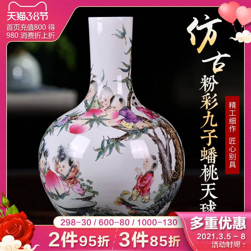 Jingdezhen ceramics, vases, flower arranging archaize sitting room famille rose porcelain Chinese style furnishing articles TV ark, home decoration