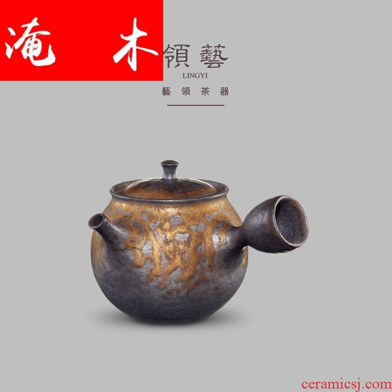 Submerged wood craft fine gold glaze iron teapot hand made ceramic glazed pottery pot side put the pot of kung fu tea teapot tea taking
