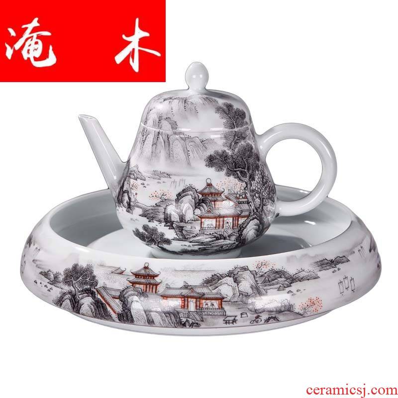 Submerged wood set of jingdezhen ceramics hand - made color ink cup pot pot of kung fu tea set small sample tea cup of tea