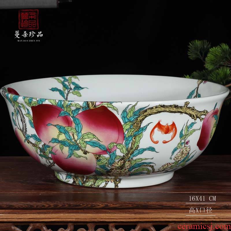 Jingdezhen red pomegranate large bowl of high - grade artistic flowerpot goldfish fish bowl xiantao vats