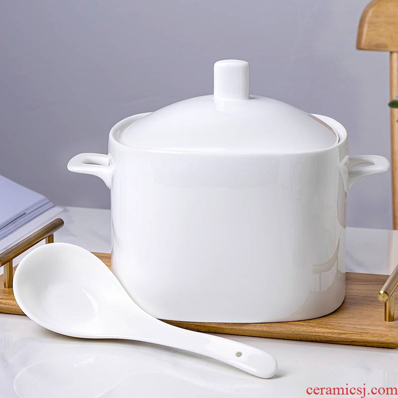 Jingdezhen white ipads China tableware square Korean white pot ceramics tableware suit soup pot large soup bowl