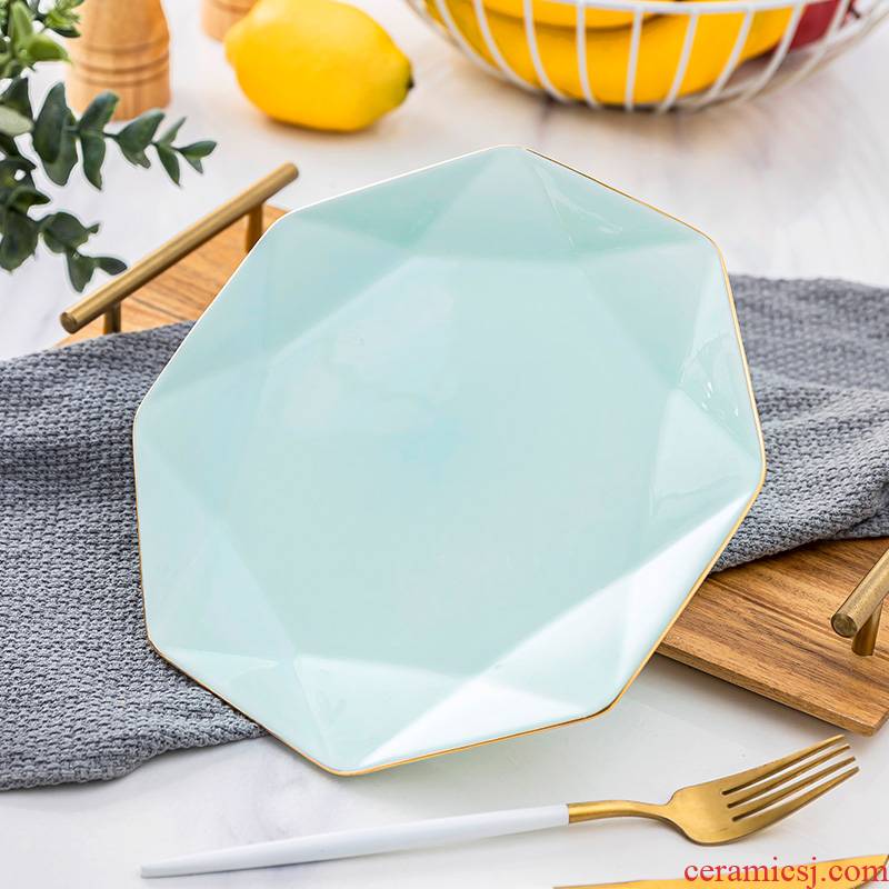 Jingdezhen tableware up phnom penh celadon deep dish diamond ceramic disc continental plate household creative ipads porcelain anise 0