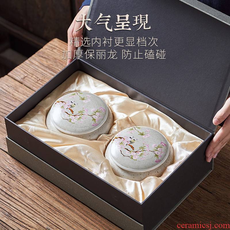 Ceramic tea pot new tea packing gift box empty box half jins of green tea, red medium Ceramic jar airtight jar
